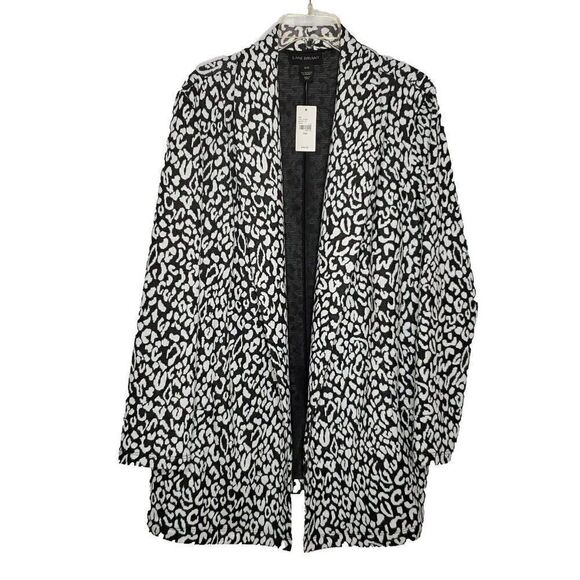 NEW Lane Bryant Open Cardigan 18 20 Animal Print Leopard Cheetah Gray White - Picture 1 of 5